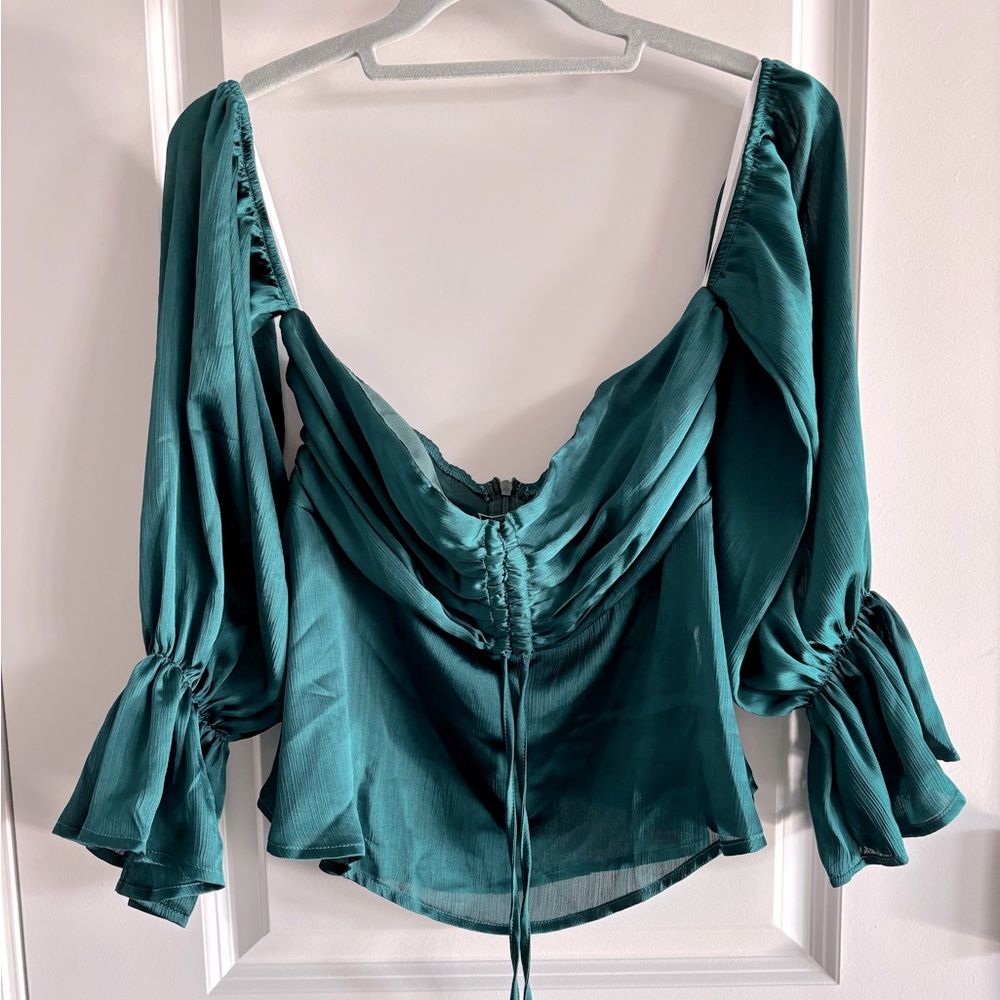 Off Shoulder Flounce Shirt Peplum Top